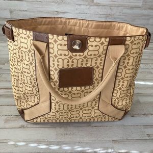 Vintage Soren Beach Tote Bag Brown Beige Double Handle Lined Inner Pocket Large